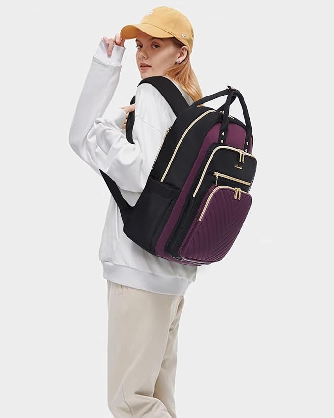 LOVEVOOK Laptop Backpack for Women, Water Resistant Travel Work Backpacks Purse Stylish Business Teacher Nurse Computer Bag with USB Charging Port, Fits 15.6" Laptop