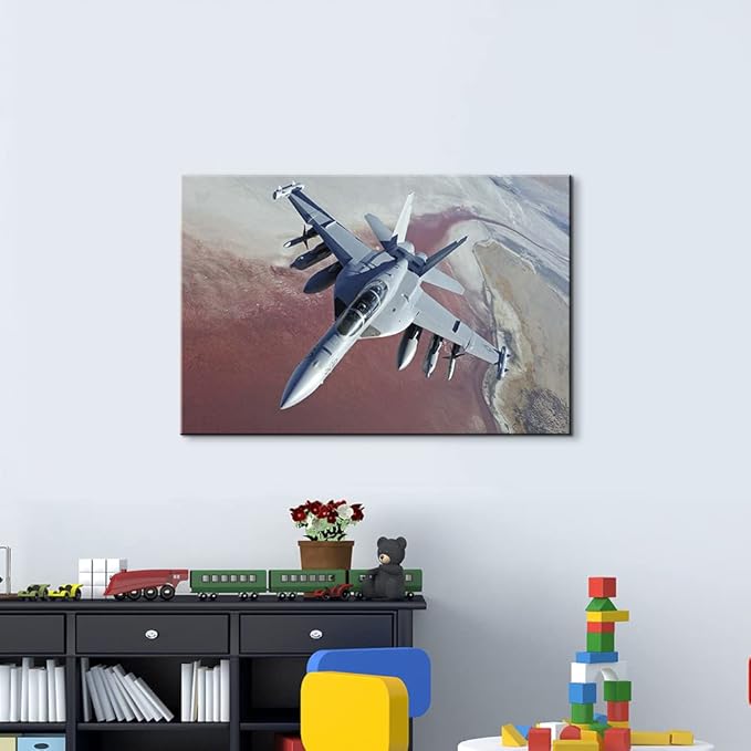 Aviation Decor Boeing EA-18G Growler Jet Poster Plane Wall Art Aviation Pictures Airplane Wall Decor Airplane Decor for Boys Room Military Art for Boys Room Bedroom Ready to Hang (12''Hx18''W)