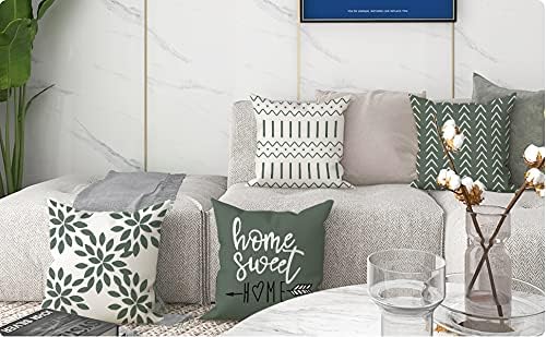 YCOLL Pillow Covers 16x16 Set of 4, Modern Sofa Throw Pillow Cover, Decorative Outdoor Linen Fabric Pillow Case for Couch Bed Car, Aqua Green
