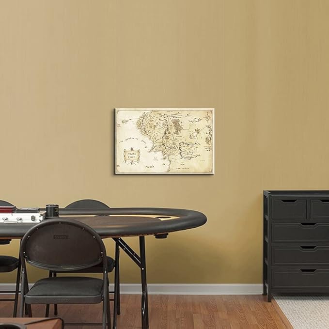 Middle Earth Map Wall Art Map of Middle Earth Wall Decor for Bedroom Decor (12''Wx18''H)