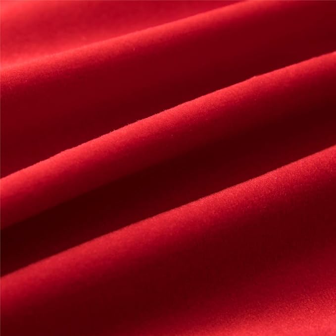 DEZENE Throw Pillow Covers 12x20 Red: 2 Pack Cozy Soft Pom-poms Velvet Rectangular Decorative Pillow Cases for Farmhouse Home Decor