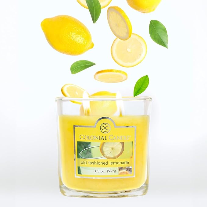 Colonial Candle Old Fashioned Lemonade Jar Candle, 2 Wick, 3.5 oz, Mottled Wax Candle