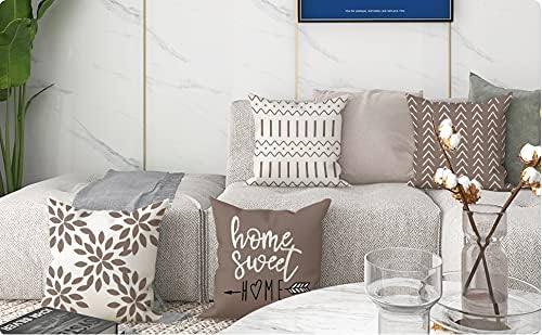 YCOLL Pillow Covers 16x16 Set of 4, Modern Sofa Throw Pillow Cover, Decorative Outdoor Linen Fabric Pillow Case for Couch Bed Car, Khaki