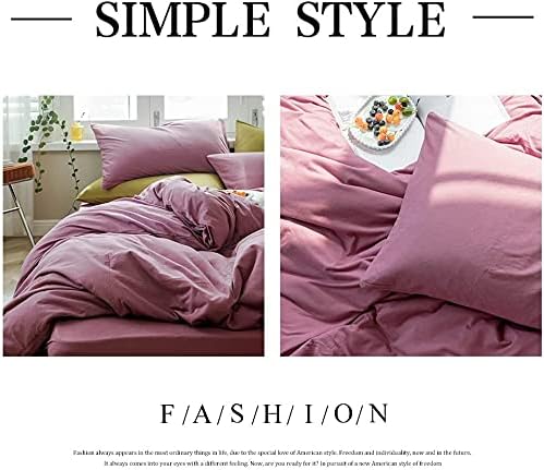 AMWAN Solid Purple Duvet Cover Queen Pale Mauve Solid Color Bedding Set Jersey Knit Cotton Comforter Cover Hotel Quality Solid Purple Comforter Cover for Kids Girl Women 1 Duvet Cover 2 Pillowcases