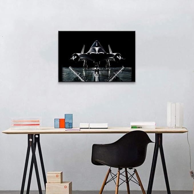Mistyefly Airplane Decor Canvas Wall Art SR-71 Blackbird Strategic Reconnaissance Aircraft Picture Artwork Aviation Gifts for Home Bedroom Office Ready to Hang (12'Hx18'W)