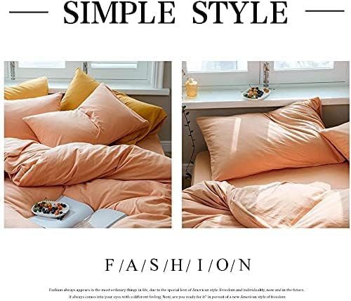 AMWAN Peach Pink Color Duvet Cover Twin Solid Orange Bedding Set 100% Knitted Cotton Comforter Cover Solid Color Duvet Cover Hotel Quality Luxury Bedding Set 1 Duvet Cover with 2 Pillowcases