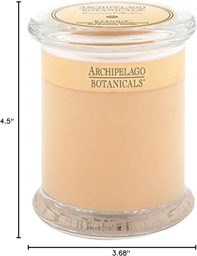 Archipelago Botanicals Kashmir Glass Jar Candle, Kashmir Vanilla, Orange Blossom and Sandalwood Scent, Lead-Free Candle Wicks, Burns Approx. 60 Hours (8.6 oz)