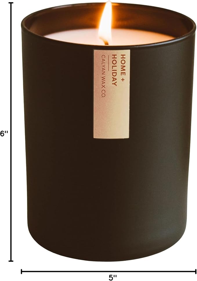 Calyan Wax Co. Soy Wax Candle, Home + Holiday Scented Candle, 75 Hour Burn Time, Aromatherapy Soy Candles, Non Toxic & Vegan Soy Wax, Black Tumbler Scented Candles, 10.2oz