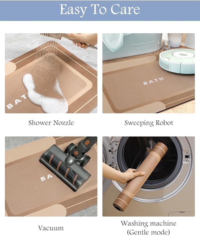 MontVoo Non Slip Bath Mat - Super Absorbent, Stain Resistant, Quick Dry - 17"x27" Brown