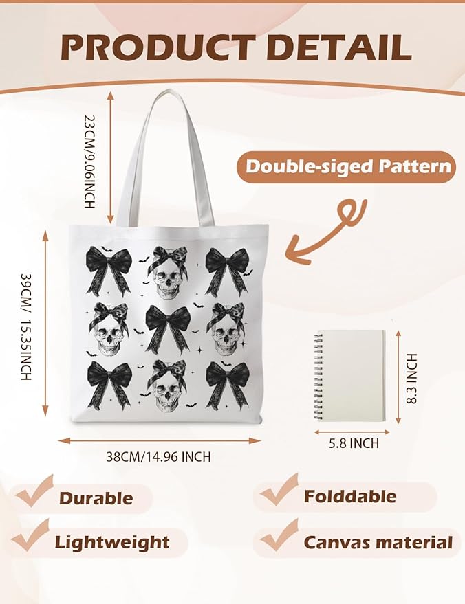 Halloween Tote Bag, Halloween Gifts for Women, Horror Tote Bag, Reusable Grocery Bags Shopping Bags