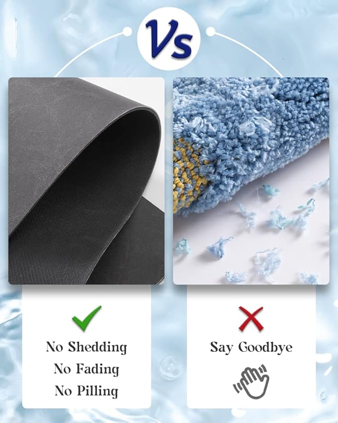 MontVoo -Bath Mat Rug-Rubber Backing Non Slip Quick Dry Absorbent Thin Bathroom Rugs Fit Under Door-Faux Suede Surface Bathroom Floor Mats-Shower Rug for in Front of Bathtub Shower Dark Grey 16"x24"