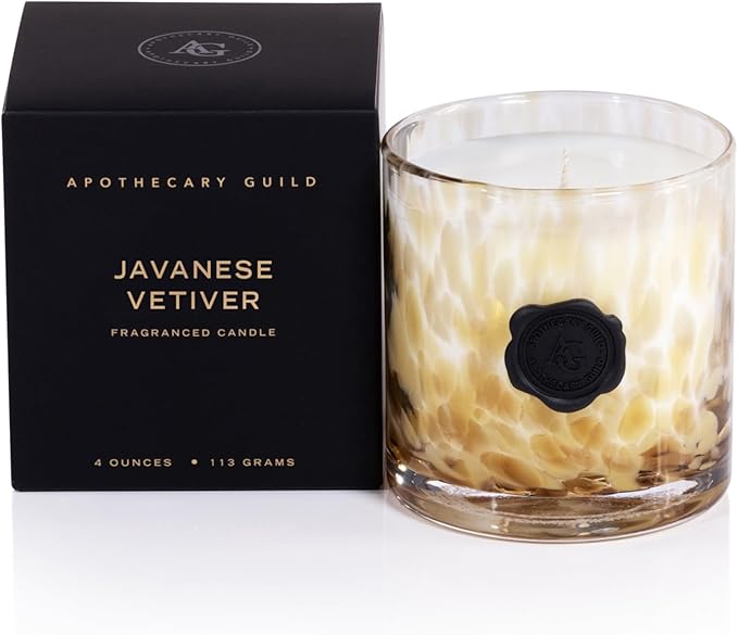 Zodax Apothecary Guild Scented Opal Glass Jar Candle in Gift Box- 4 oz - Javanese Vetiver