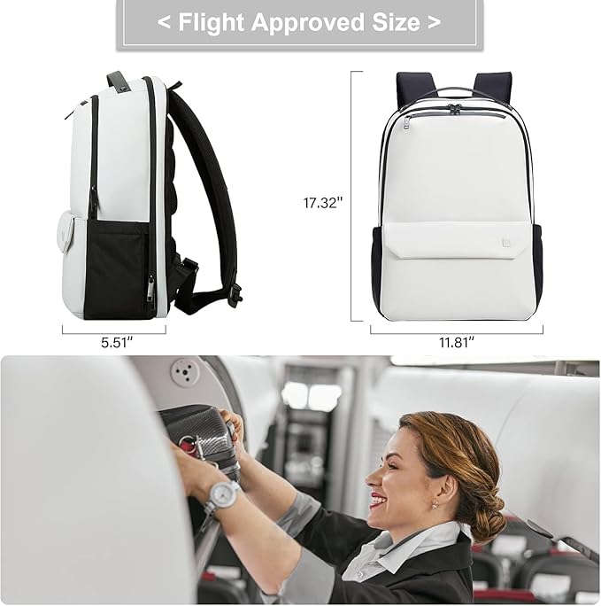 Hanke Carry on Backpack Toiletry Travel Laptop Backpack for Men & Women, Durable Rucksack Weekender Bag Daypack(Salt White)