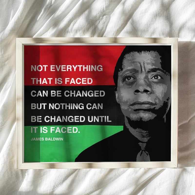 James Baldwin Quote Black History Wall Art - 11x14 Inspirational African American Decor - Civil Rights Motivational Poster - Black History Month Home Office Decoration - Powerful Message Print