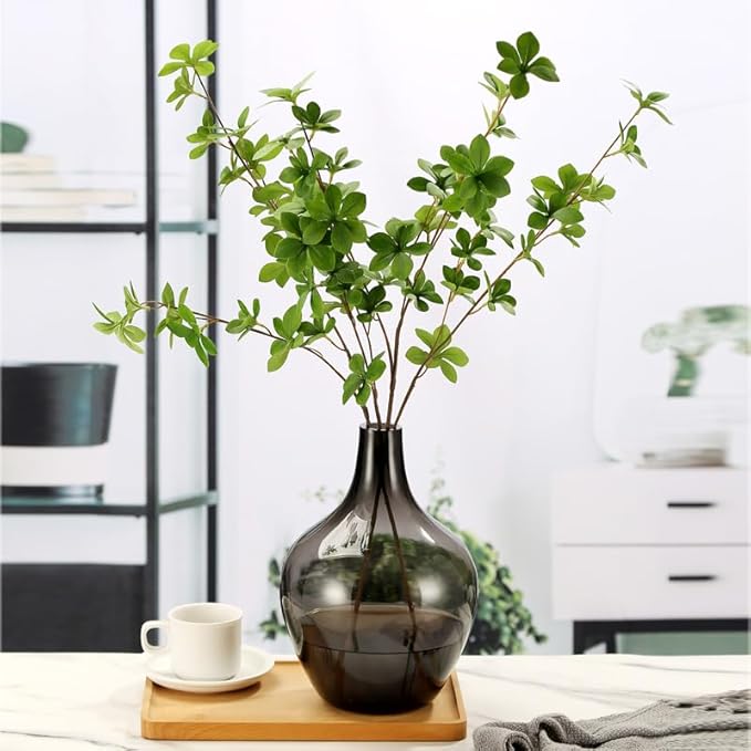 Gray Black Glass Vase, Decorative Vase, Jarrones Decorativos Para Sala, Big Glass Jar Balloon Demijohn Shaped, Tall Large, Colored Glass Vase For Plants Branches, Modern Living Room Décor, Size Medium