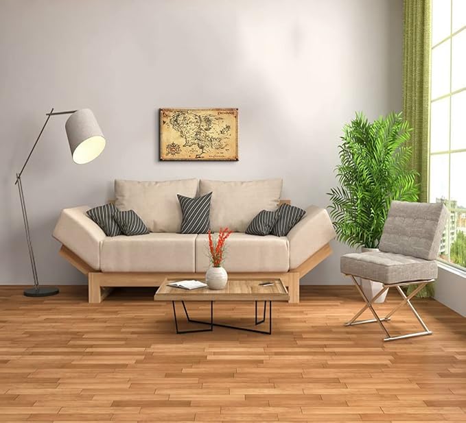 Middle Earth Map Wall Art Canvas Print - Fantasy Map of Middle Earth - 12''H x 18''W with Inner Wooden Frame - Lightweight & Easy to Hang - Perfect for Bedroom, Game Room Decor