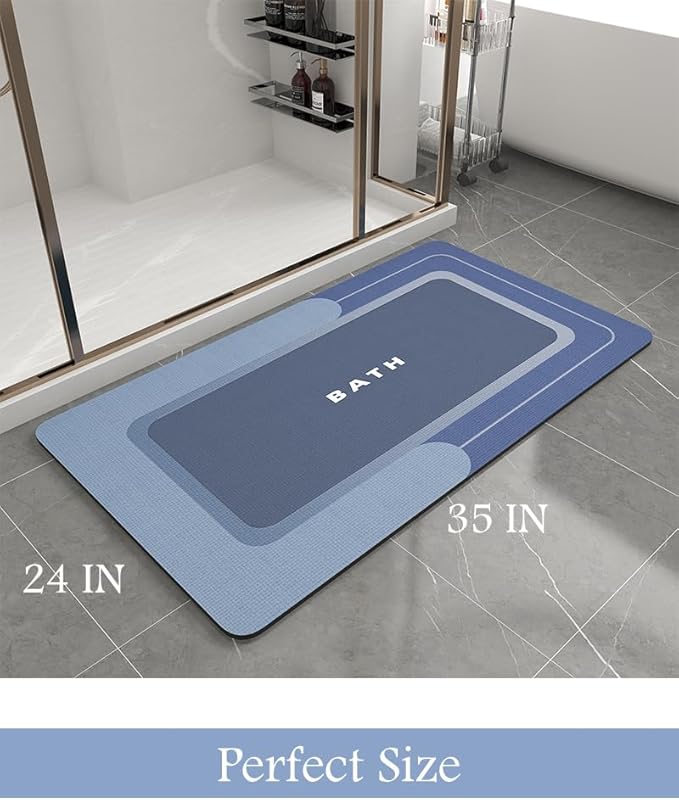 Bath Mat-Bathroom Mat Rug Non Slip Super Absorbent Stain Resistant Quick Dry Thin Bathroom Rug-Bath Mats for Bathroom Floor Bathtub Vanity-Bathmat Bath Rug Easy Care-24"x35",Navy