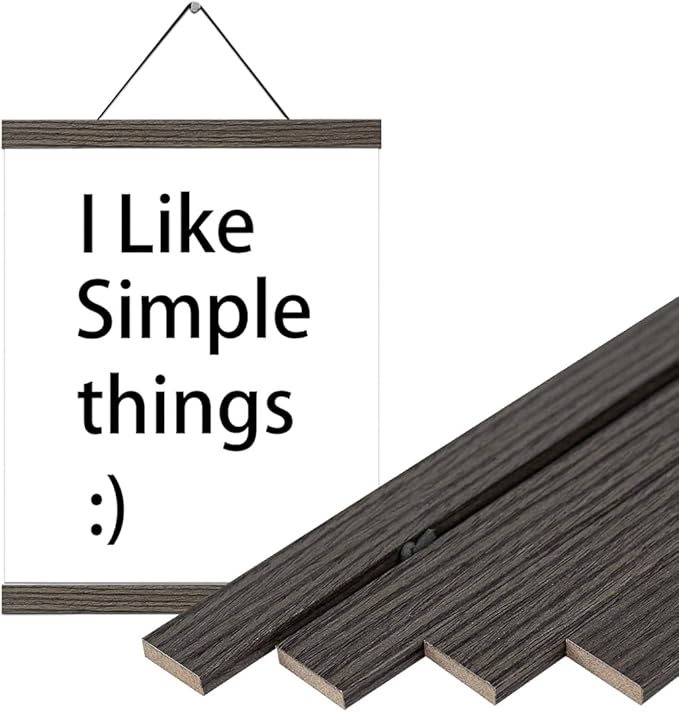 3 Pack Magnetic Poster Hanger Brown, 12x18 12x16 12x24 Poster Frame Wood Wooden Magnet Print Posters Dowel Scroll Hanger Hangers Hanging Kit for Walls Map Canvas Artwork