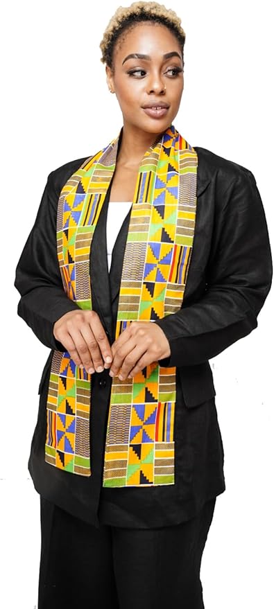 Dupsie's 1pc Kente African Print Graduation Stole, Made in Africa Black History, Festivals, Cultural, HBCU, Graduate, Schools