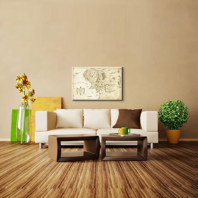 Middle Earth Map Wall Art Map of Middle Earth Wall Decor Lord of the Rings Decorations Lotr Poster for Bedroom Decor (24''Hx36''W)