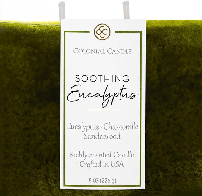 Colonial Candle Soothing Eucalyptus Scented Candle Jar, Highly Fragranced Candles for Home Scented, Mottled Wax Candle, 2 Wick, 8 oz - Made in The USA