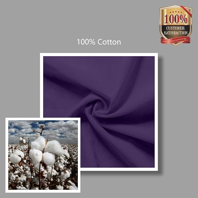 TOPDesign 12-Pack Economical 16"x15" Deep Purple Cotton Tote Bags, Lightweight Medium Reusable Grocery Shopping Cloth Bags, Suitable for DIY, Advertising, Promotion, Gift, Activity