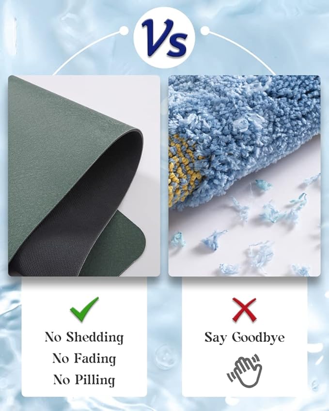 MontVoo -Bath Mat Rug-Rubber Backing Non Slip Quick Dry Absorbent Thin Bathroom Rugs Fit Under Door-Faux Suede Surface Bathroom Floor Mats-Shower Rug for in Front of Bathtub Shower Green 24"X70"