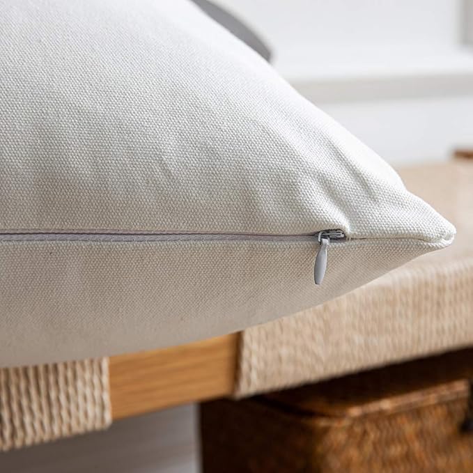 DEZENE Leather Throw Pillow Covers, Set of 2 Modern Leather/Cotton Decorative Pillowcases for Home Decor Bedroom Living Room Couch Bed Sofa, 12x20 Inch, Dark-Brown and White