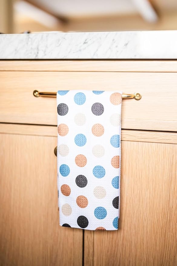 || 3 Pack Double Sided || Kitchen Towels || Dish Towels || Highly Absorbent || Hanging Loop || Dish Cloths || Modern || Designer Prints (Marigold/Mint)