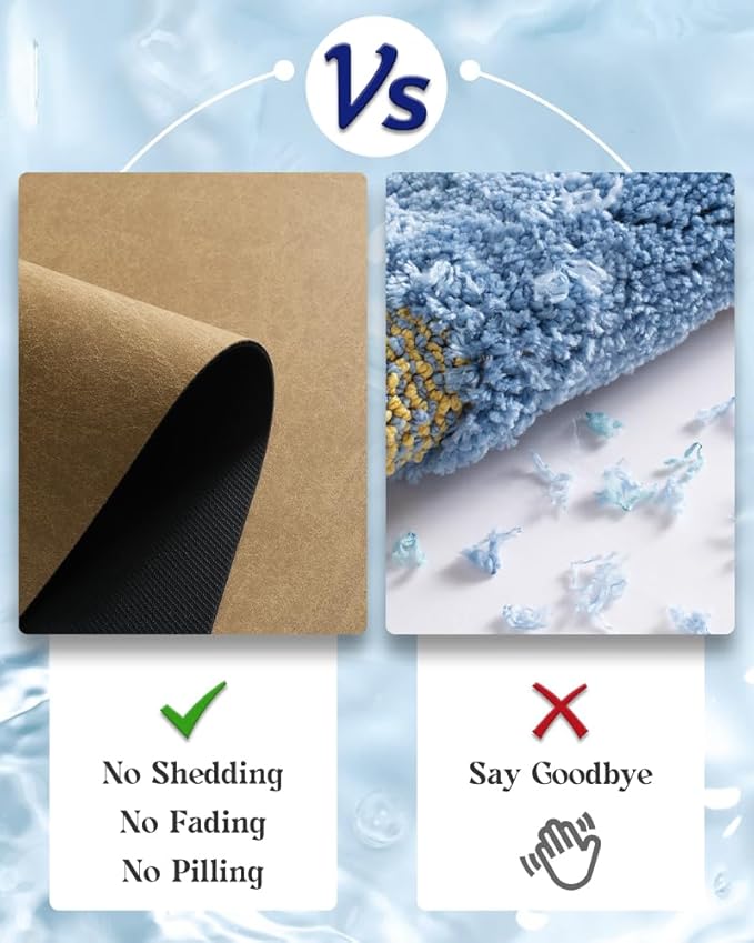 MontVoo -Bath Mat Rug-Rubber Backing Non Slip Quick Dry Absorbent Thin Bathroom Rugs Fit Under Door-Faux Suede Surface Bathroom Floor Mats-Shower Rug for in Front of Bathtub Shower Camel 17"x27.5"