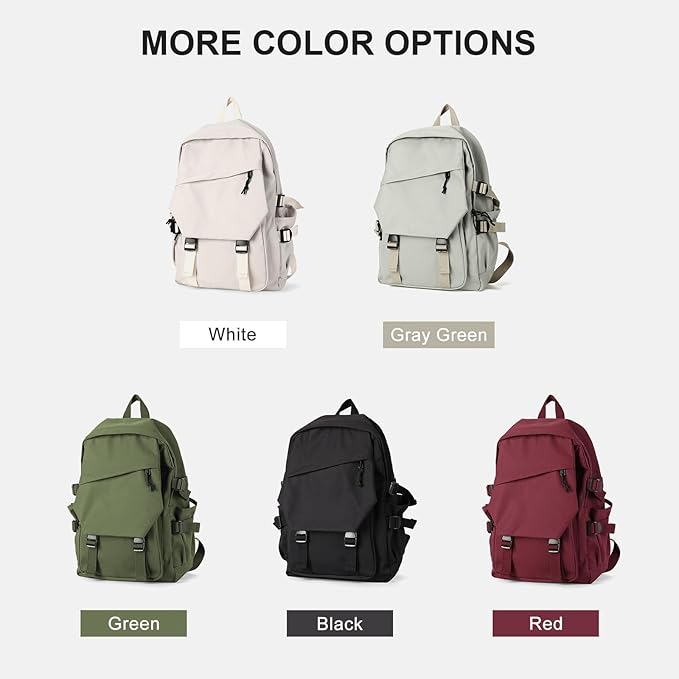Lightweight School Bag Casual Daypack College Laptop Backpack for Men Women Water Resistant Travel Rucksack for Sports High School Middle Bookbag for girls(White)