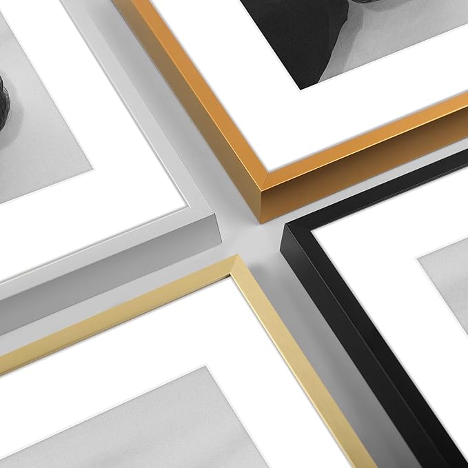 Golden State Art 14x18 Picture Frame 3 Pack - Aluminum Frames with 11x14 Removable Mats & Real Glass, Display 14x18 Posters or 11x14 Photos - Gold Gallery Wall Frames for Home Office Decor