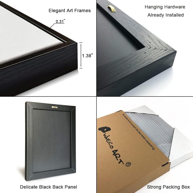 Wieco Art Framed Wall Art Canvas Prints of Banksy Life is Beautiful Abstract Artwork for Wall Decor Room Decorations Black Frame