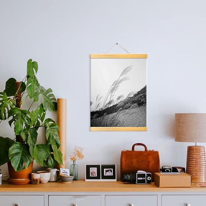 3 Pack Magnetic Poster Hanger Frame Natural Wooden Color 12x16 12x18 12x20 12x24 Poster Frame for Photo Picture Art Canvas Print Artwork Wall Hanging,Teak Wood 12''