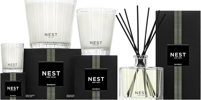 NEST New York Scented Classic Candle, Bamboo - 8.1 oz - Up to 60-Hour Burn Time - Reusable Glass Vessel