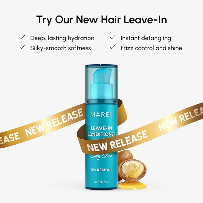 MAREE Hair Oil for Frizzy - Hair Vitamins A, E & B Keratin Styling Capsules with Jojoba & Argan Oil - Anti Frizz Serum for Women - Frizzy, Damaged, Dry and Curly - Sérum Gotas & Aceite Para el Cabello