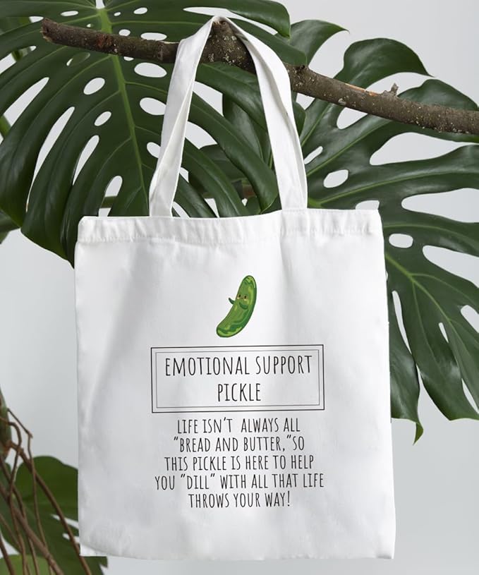 Mental Health Self Care Canvas Tote Bag for Women Kids Teens Girls, Motivational Inspirational Emotional Support Pickle Gifts, Cute Small Work Travel Shopping Tote Bags Grocery Reusable Bags