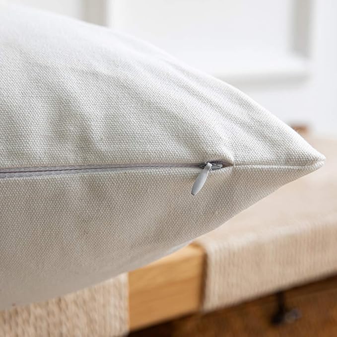 DEZENE Leather Throw Pillow Covers, Set of 2 Modern Leather/Cotton Decorative Pillowcases for Home Decor Bedroom Living Room Couch Bed Sofa, 18x18 Inch, Gold and White