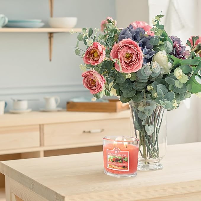 Colonial Candle Fresh Strawberry Rhubarb Scented Jar Candle, 2 Wick, 3.5 oz, Mottled Wax Candle