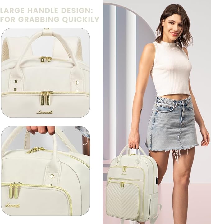 LOVEVOOK Laptop Backpack for Women, Beige