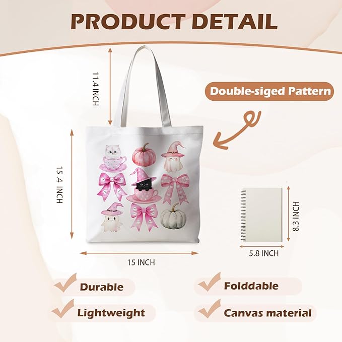 Halloween Tote Bag, Halloween Gifts for Women, Horror Tote Bag, Reusable Grocery Bags Shopping Bags