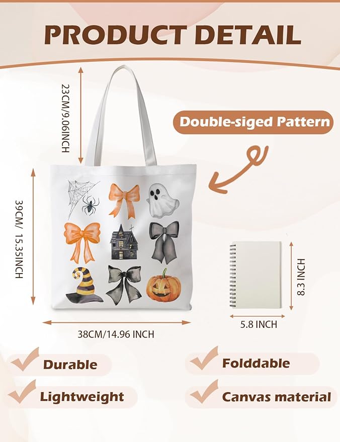 Halloween Tote Bag, Halloween Gifts for Women, Horror Tote Bag, Reusable Grocery Bags Shopping Bags