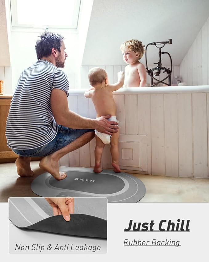 MontVoo Bath Mat - Non Slip, Quick Dry, Stain Resistant Bath Mat Rug for Bathroom Floor - Easy Care Shower Rug for Outside Bathtub - 24"x35" Grey