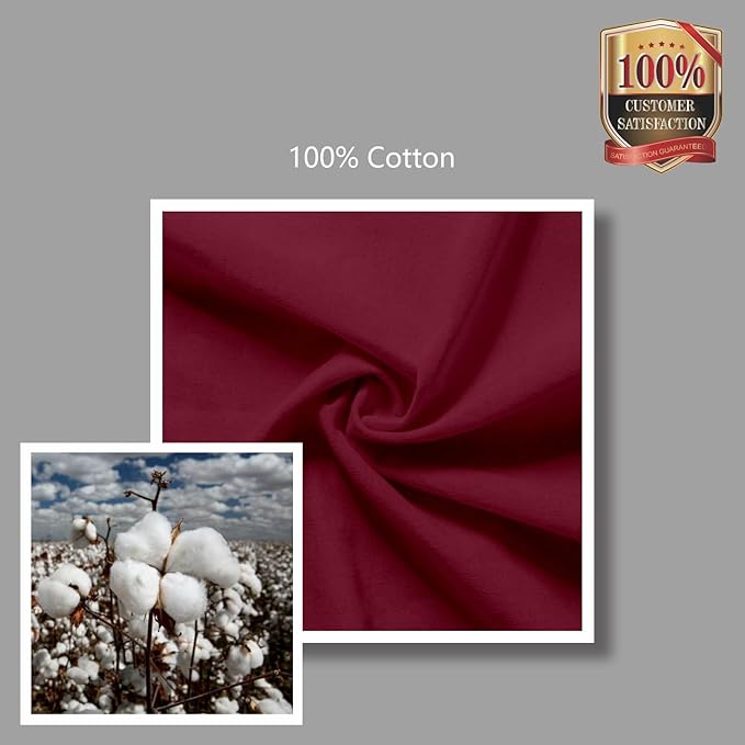 TOPDesign 12-Pack Economical 16"x15" Burgundy Cotton Tote Bags, Lightweight Medium Reusable Grocery Shopping Cloth Bags, Suitable for DIY, Advertising, Promotion, Gift, Activity