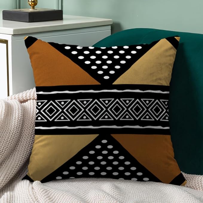 African Throw Pillow Covers Set of 6, Rustic Mud Cloth Texture Brown Pillowcase Boho Ethnic Mudcloth Home Decor Outdoor Decorative Cushion Case 18"X18"