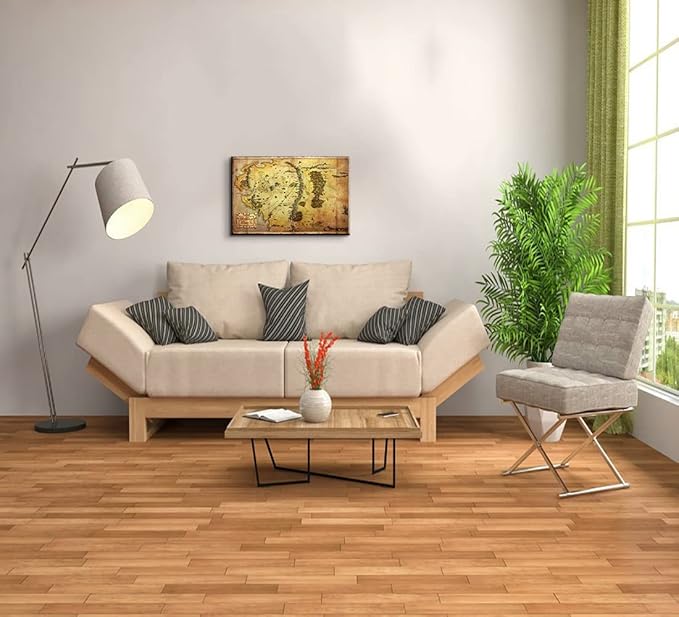 Middle Earth Map Wall Art with Built-in Wooden Frame - Map of Middle Earth Wall Decor for Game Room - Lightweight & Easy Hanging, 12x18 Inches