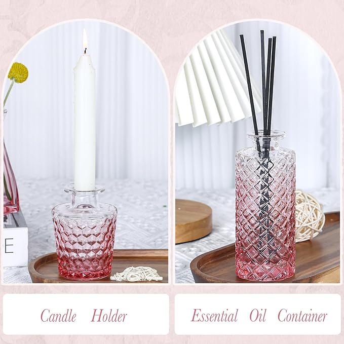 Pink Glass Bud Vases Set of 12, Mini Flower Vase for Centerpieces, Small Vases in Bulk for Wedding Decorations, Vintage Vase for Table, Home Décor