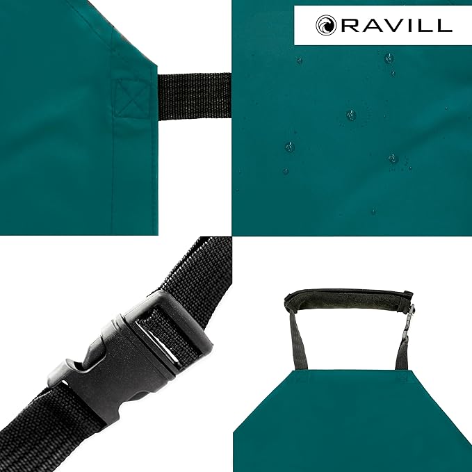 Waterproof Apron For Men and Women - 2 Pockets - 35", Black - Multi Purpose Work Aprons for Dishwashing, Dog Grooming