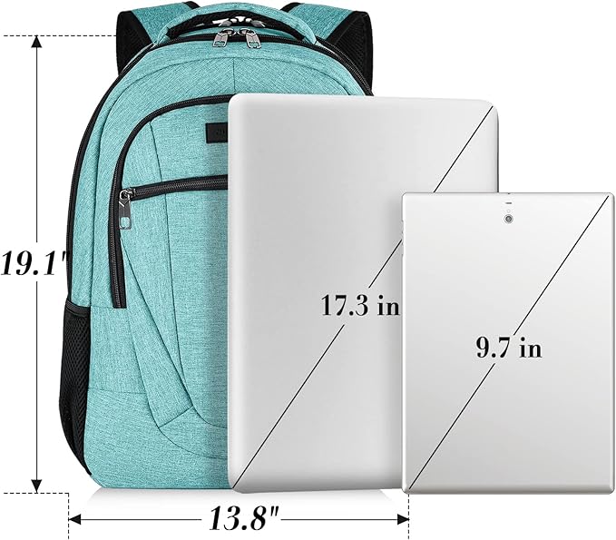 BIKROD Teal Backpack for Women and Men, Extra Large School Backpacks for Teens, Water Resistant Back Pack with USB Charging Port Fits 17 Inch Laptop, Business Anti Theft Durable Computer Bag Gifts