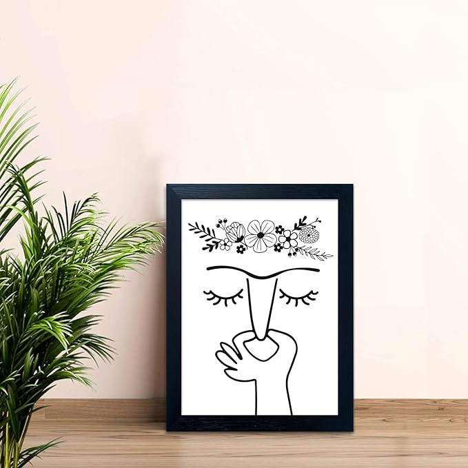 Black and White Bathroom Wall Art - Framed Funny Decor for Guest Toilet - Modern Minimalistic Canvas Print Sign - Humorous Artworks